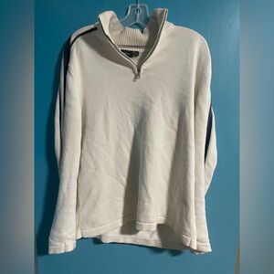 Mexx White and Black Zip-Up Sweater